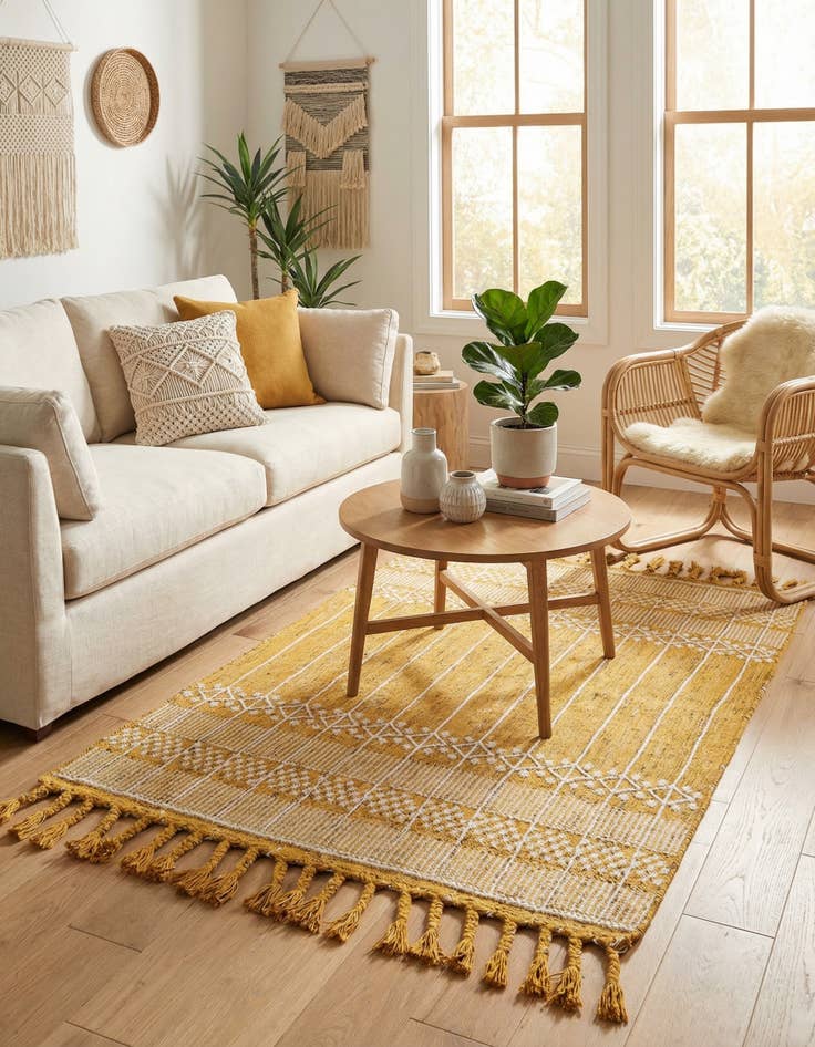 Detail image of  4' 1 x 6' 1  Washable Eco Bohemian Indoor / Outdoor Rug