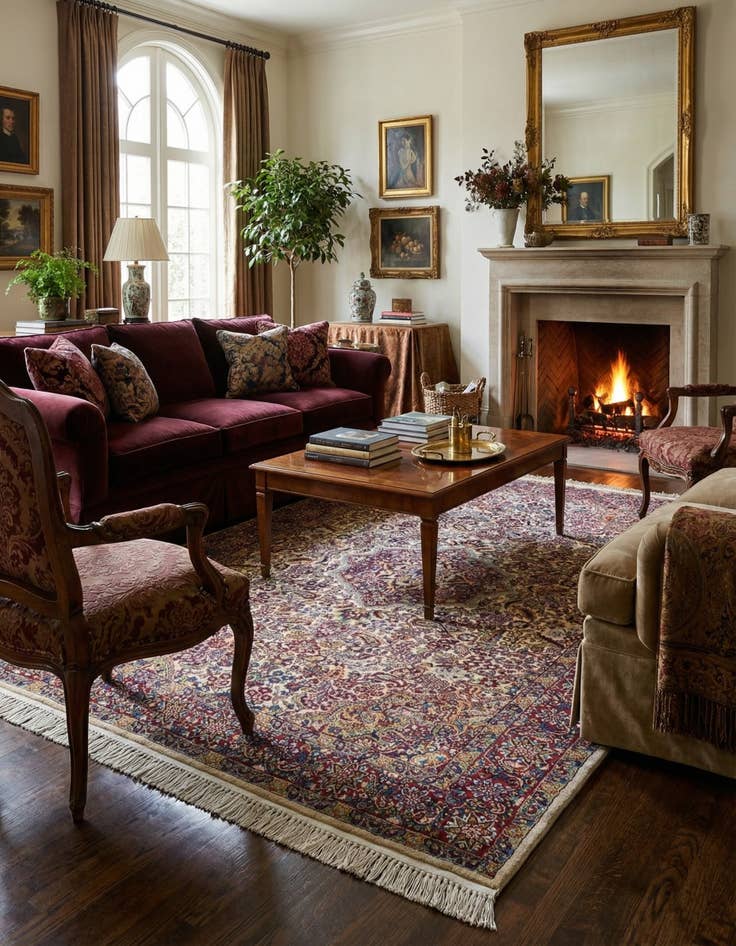 Detail image of 4' 2 x 5' 10  Hand Knotted Kashmir Wool Rug