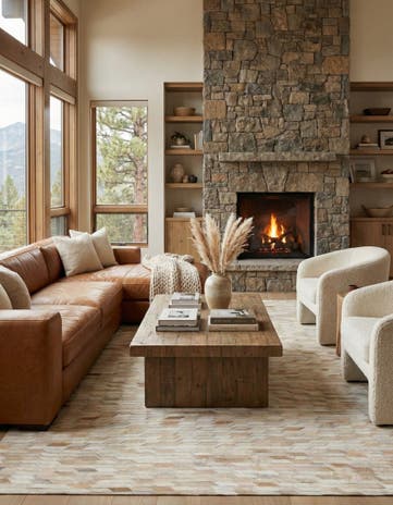 5' 2 x 8' Cowhide Leather Rug