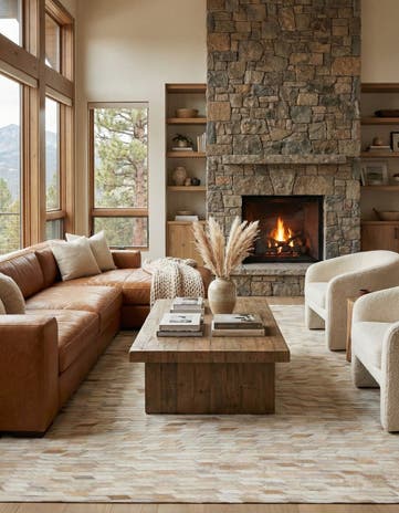 5' 2 x 8' Cowhide Leather Rug