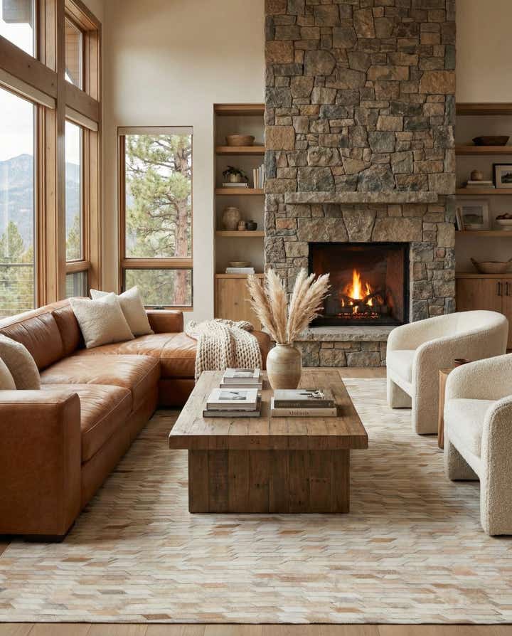 5' 2 x 8' Cowhide Leather Rug