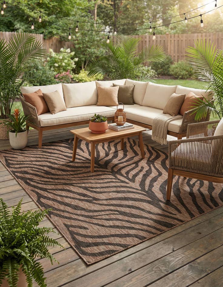 Detail image of 7' 10 x 11'  Washable Safari Indoor / Outdoor Rug