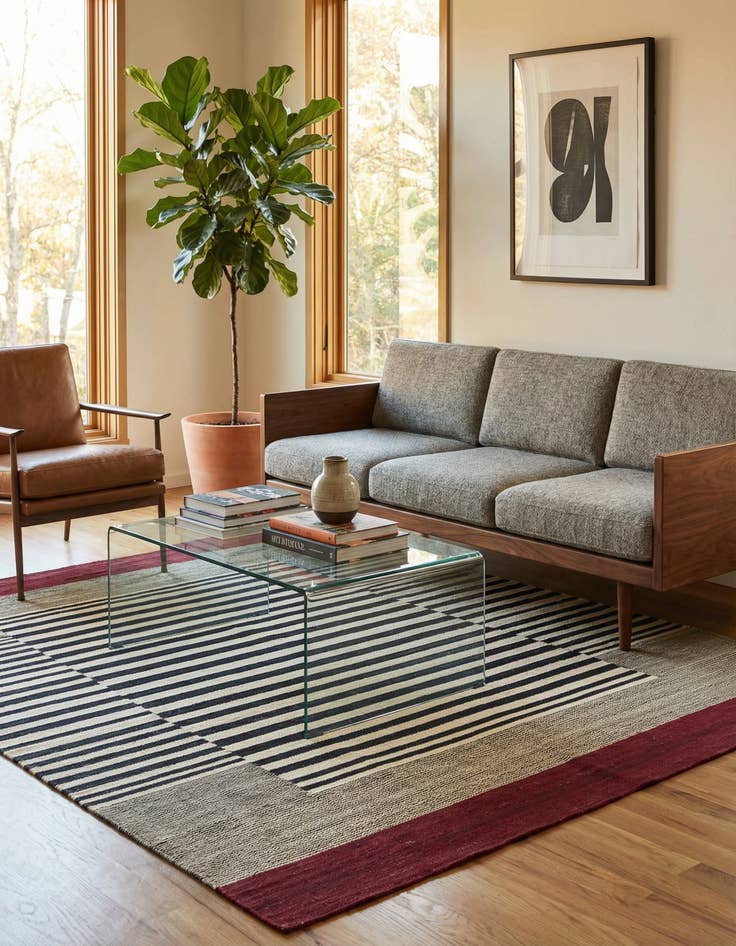 Detail image of 4' 3 x 5' 9  Hand Woven Kilim Modern Wool Rug