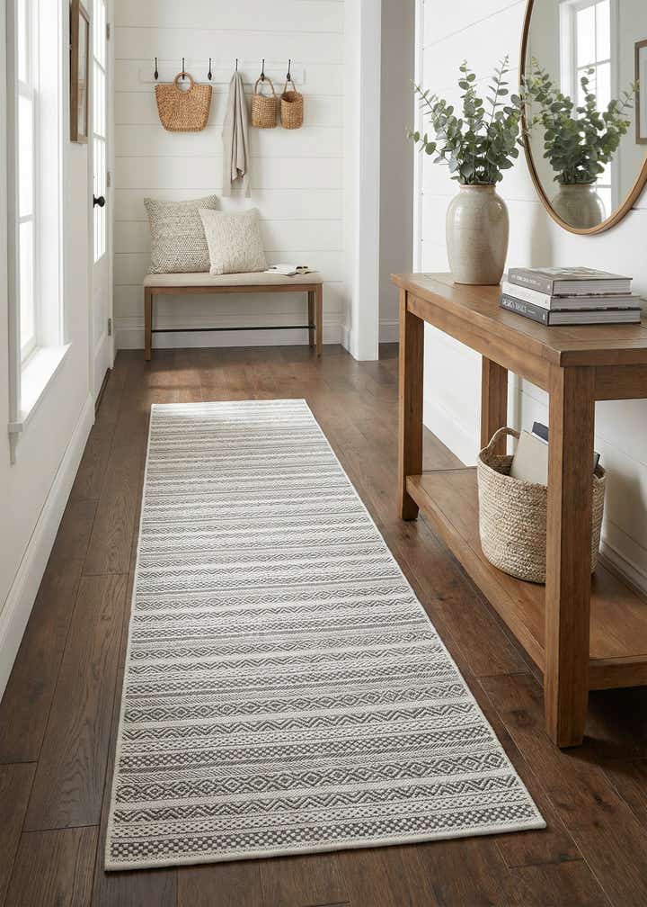 2' 7 x 12' Easy-Clean Striped Indoor / Outdoor Runner Rug