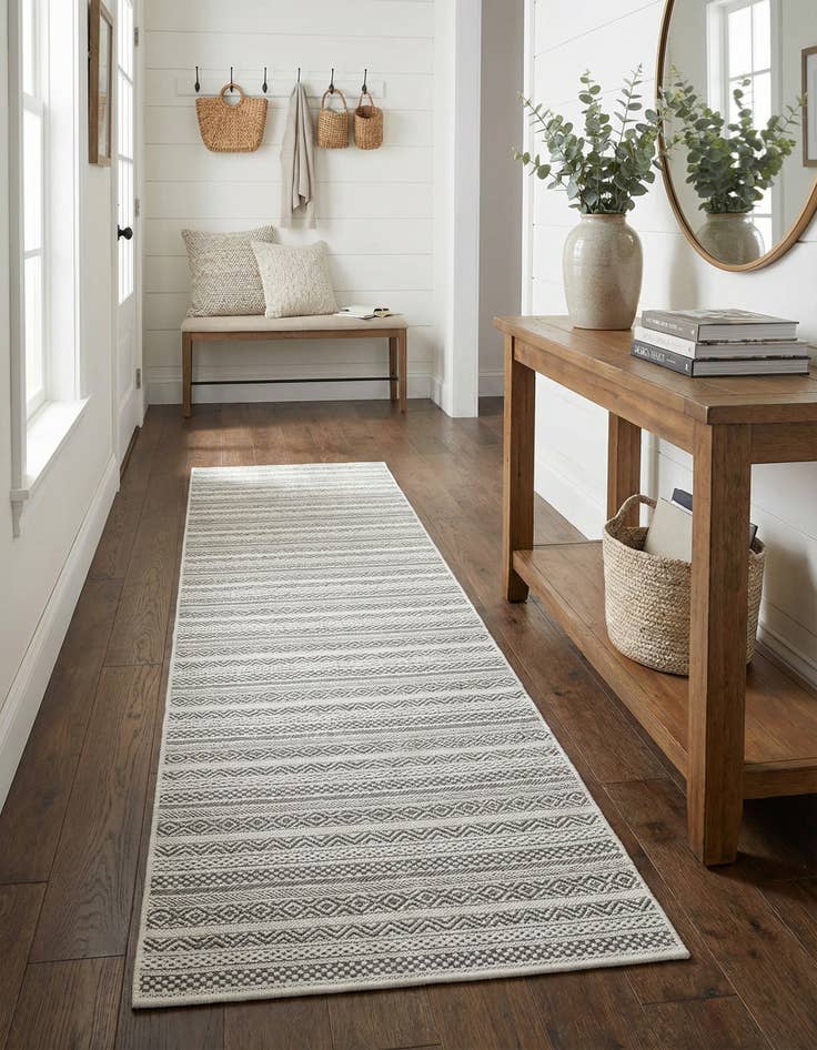 Detail image of 2' 7 x 12' Easy-Clean Striped Indoor / Outdoor Runner Rug