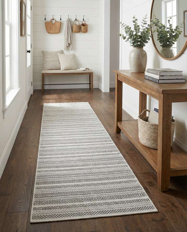 2' 7 x 12' Easy-Clean Striped Indoor / Outdoor Runner Rug