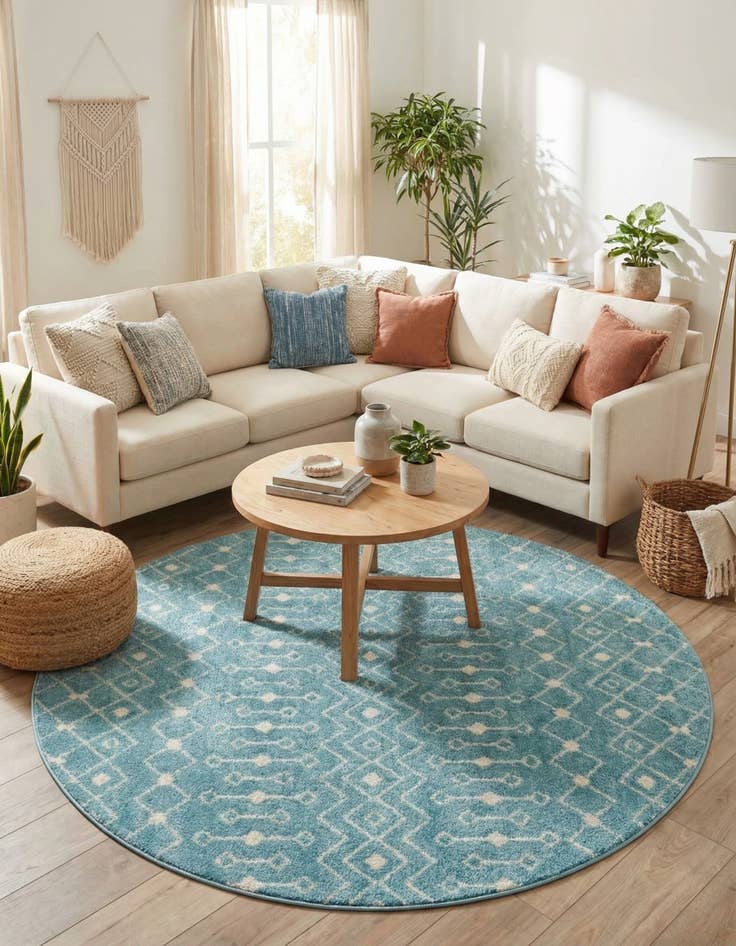 Detail image of  7' 10 x 7' 10 Moroccan Trellis Round Rug