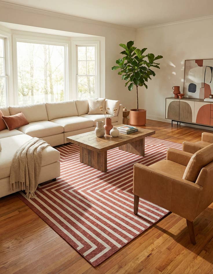 Detail image of 12' x 12'  Washable Modern Indoor / Outdoor Square Rug