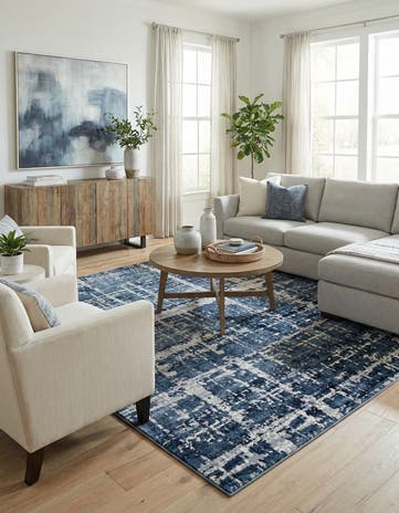 Navy Blue Uptown Lexington Avenue Square Rug