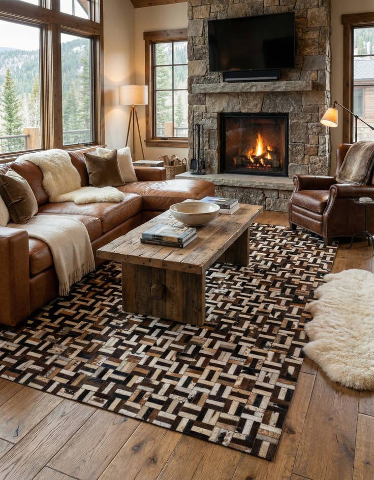 Detail image of  5' x 7' 11 Cowhide - Patchwork Rug