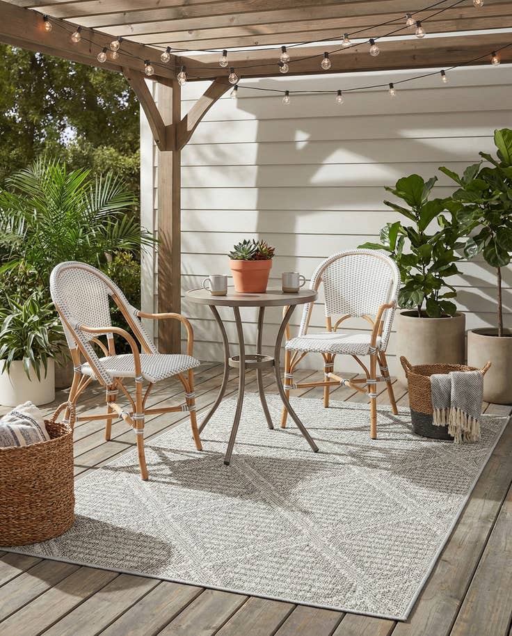Detail image of 4' 1 x 6' 1 Easy-Clean Lattice Indoor / Outdoor Rug