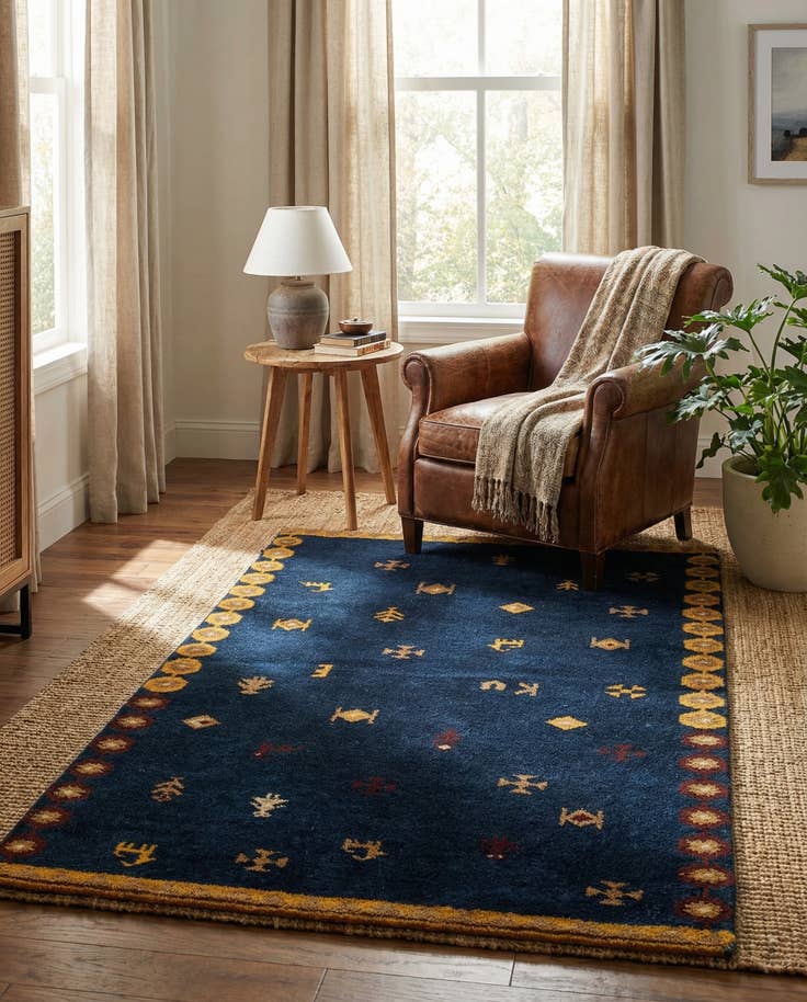 Detail image of 3' x 4' 11 Hand Knotted Gabbeh Wool Rug