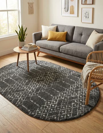 Charcoal Gray Paxon Trellis Oval Rug