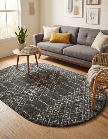 Charcoal Gray Paxon Trellis Oval Rug