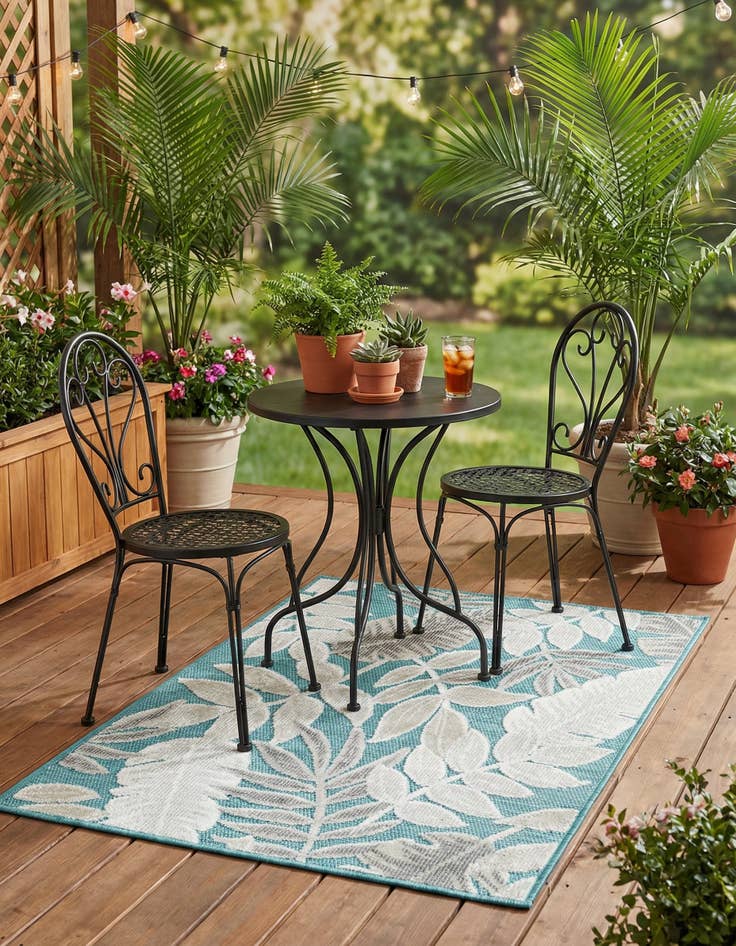 Detail image of 2' 2 x 3'  Washable Botanical Indoor / Outdoor Rug