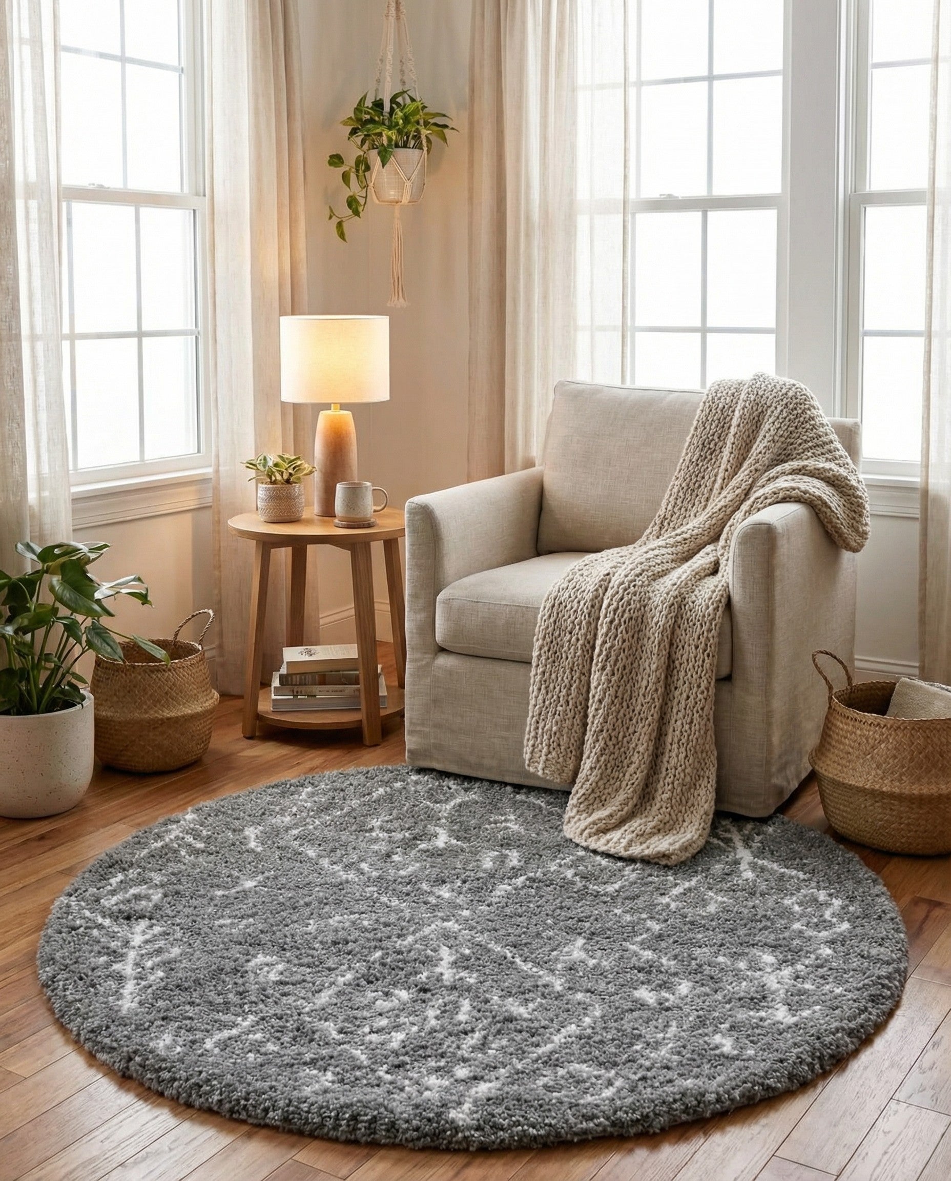  5' 3 x 5' 3 Moroccan Shag Round Rug