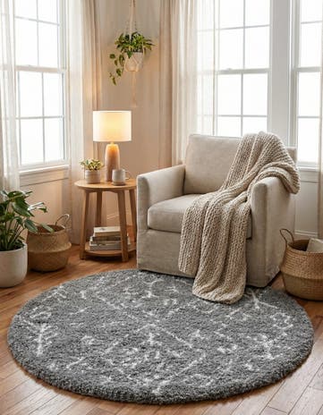 5' 3 x 5' 3 Moroccan Shag Round Rug