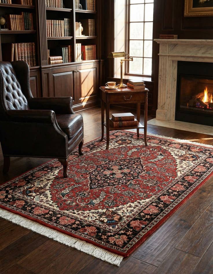 Detail image of 3' 3 x 4' 9 Bidjar With Silk Rug