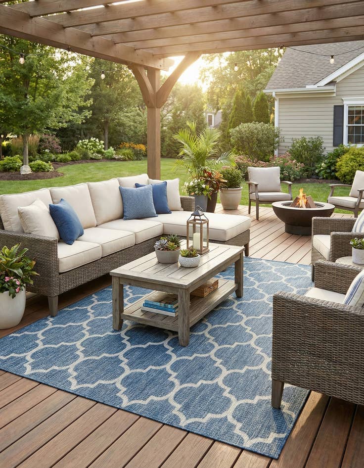 Detail image of  7' x 10'  Washable Lattice Indoor / Outdoor Rug