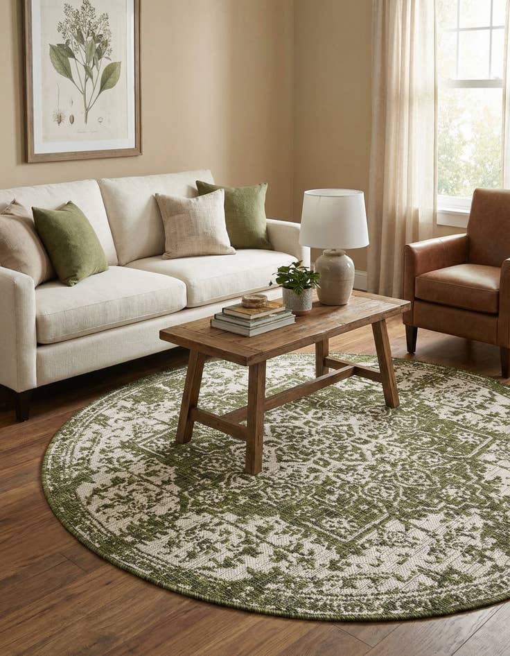 Detail image of 4' x 4'  Washable Jill Zarin Dubai Indoor / Outdoor Round Rug