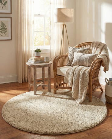  3' 3 x 3' 3 Soft Solid Shag Round Rug