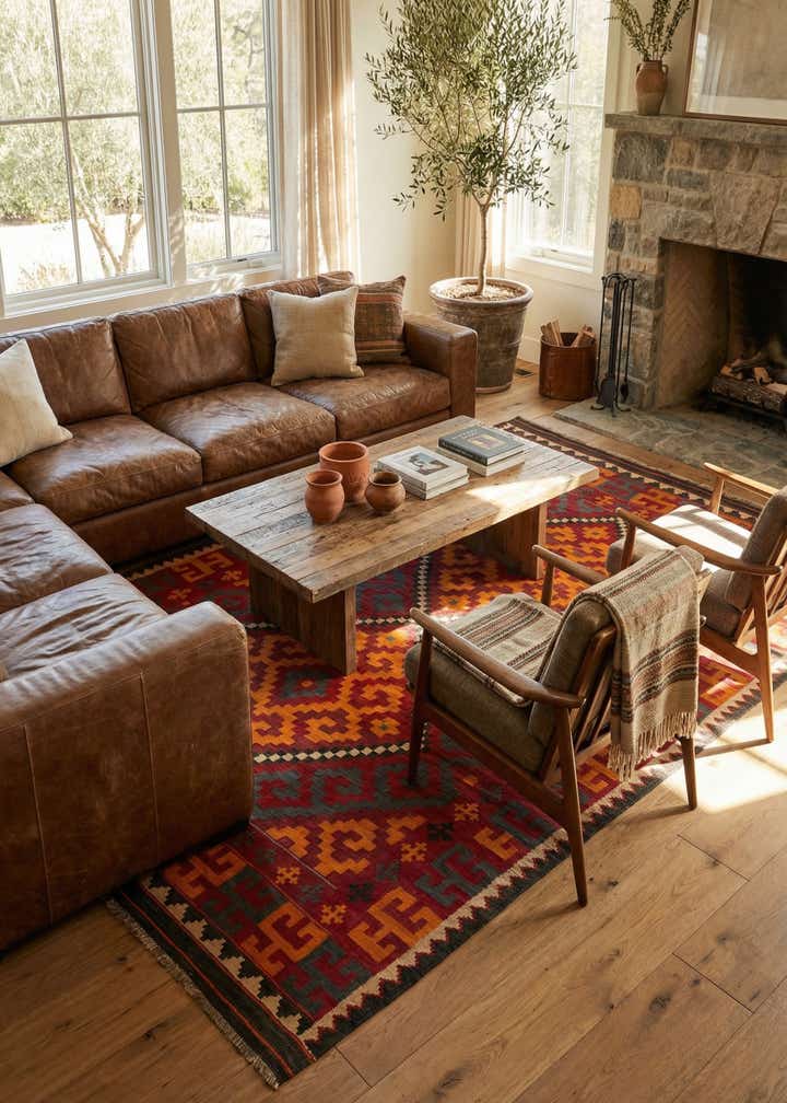 6' 4 x 9' 6 Hand Woven Kilim Fars Wool Rug
