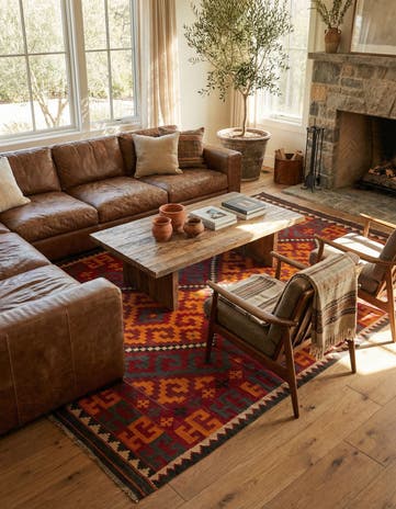 6' 4 x 9' 6 Hand Woven Kilim Fars Wool Rug