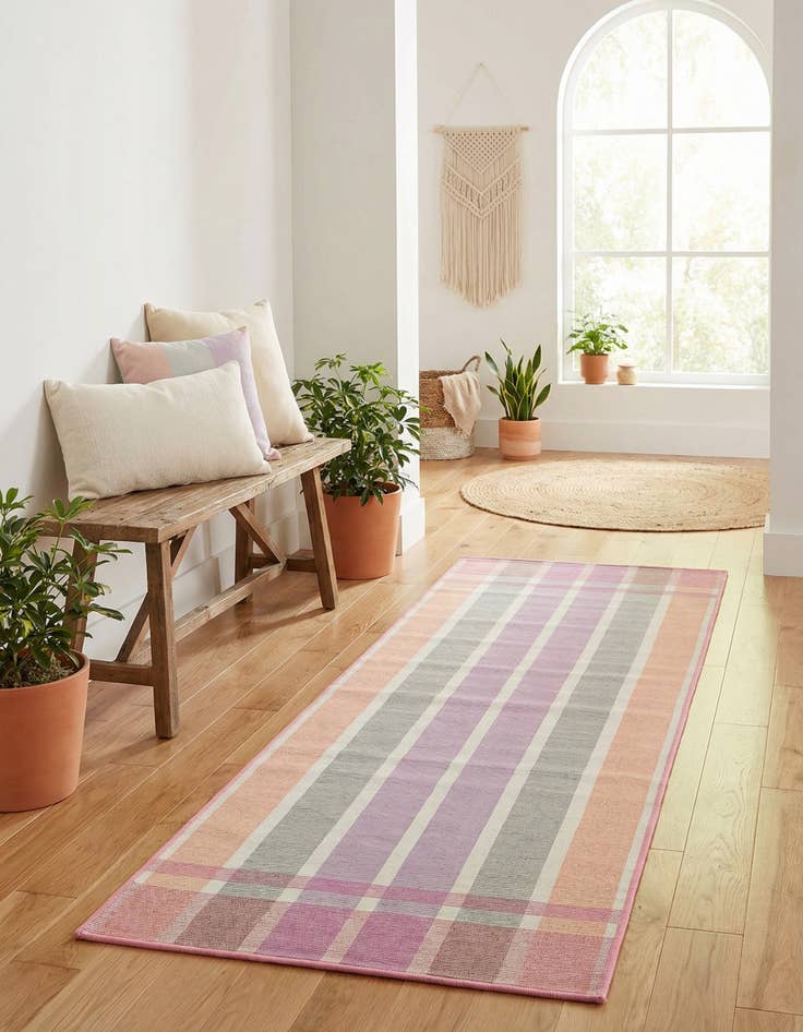 Detail image of 2' x 6' Easy-Clean Striped Indoor / Outdoor Runner Rug