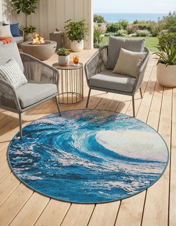 4' 1 x 4' 1 Easy-Clean Modern Indoor / Outdoor Round Rug