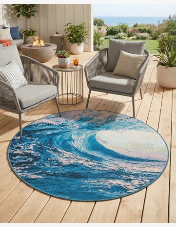 4' 1 x 4' 1 Easy-Clean Modern Indoor / Outdoor Round Rug