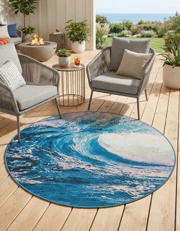 4' 1 x 4' 1 Easy-Clean Modern Indoor / Outdoor Round Rug