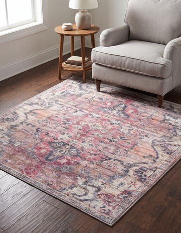 4' x 4' Washable Nostalgia Square Rug