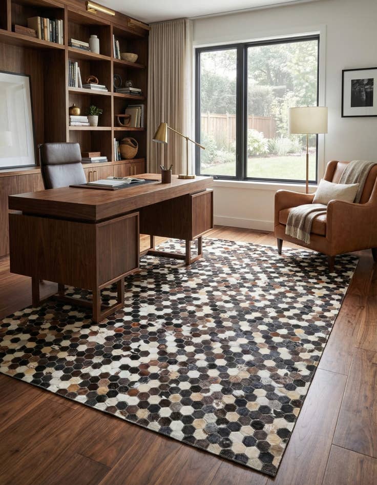 Detail image of 5' x 7' 8 Cowhide Leather Rug