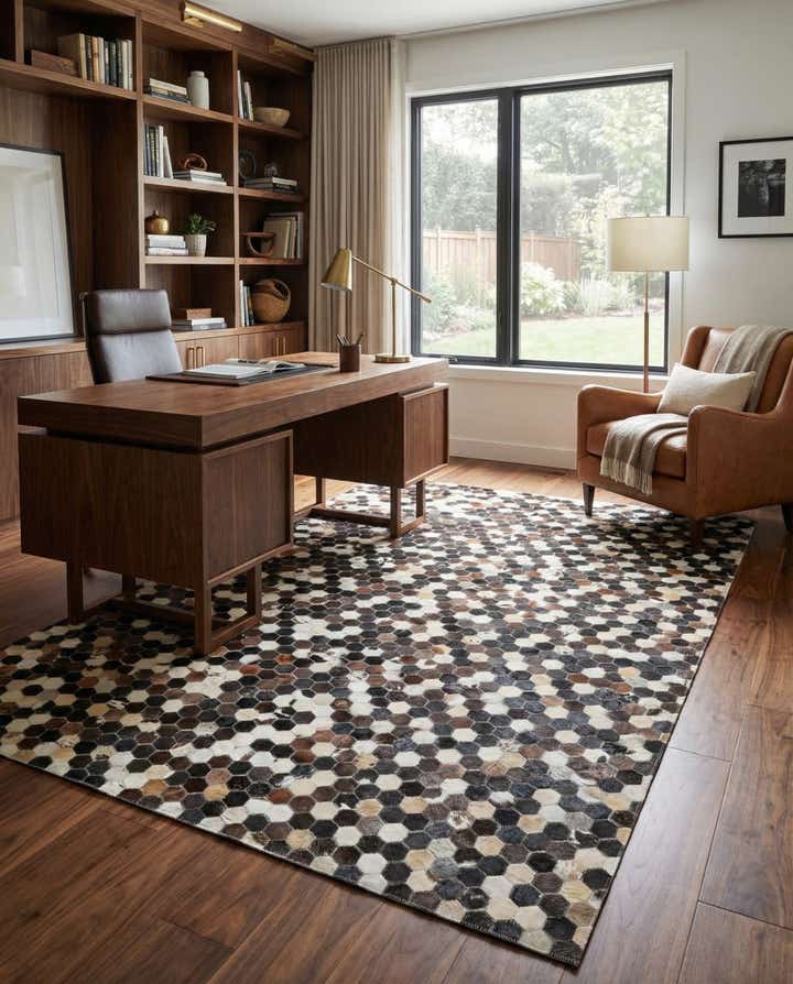 5' x 7' 8 Cowhide Leather Rug