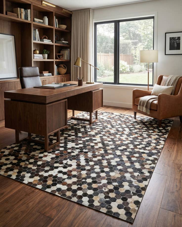 Detail image of 5' x 7' 8 Cowhide Leather Rug