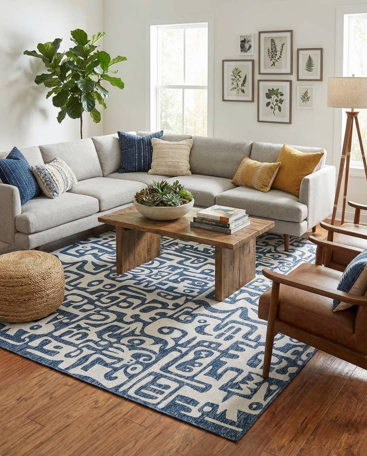 Detail image of 10' x 14' Easy-Clean Modern Indoor / Outdoor Rug