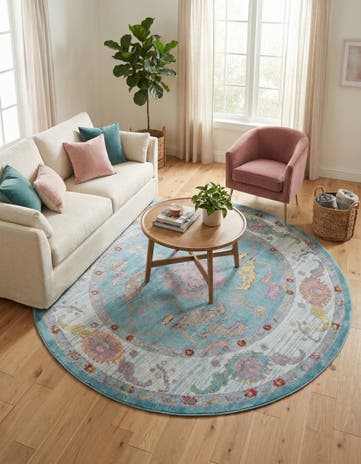 Aqua and Blue Paragon Round Rug