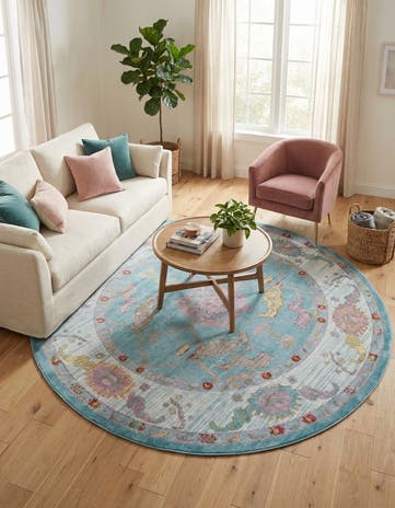 Aqua and Blue Paragon Round Rug