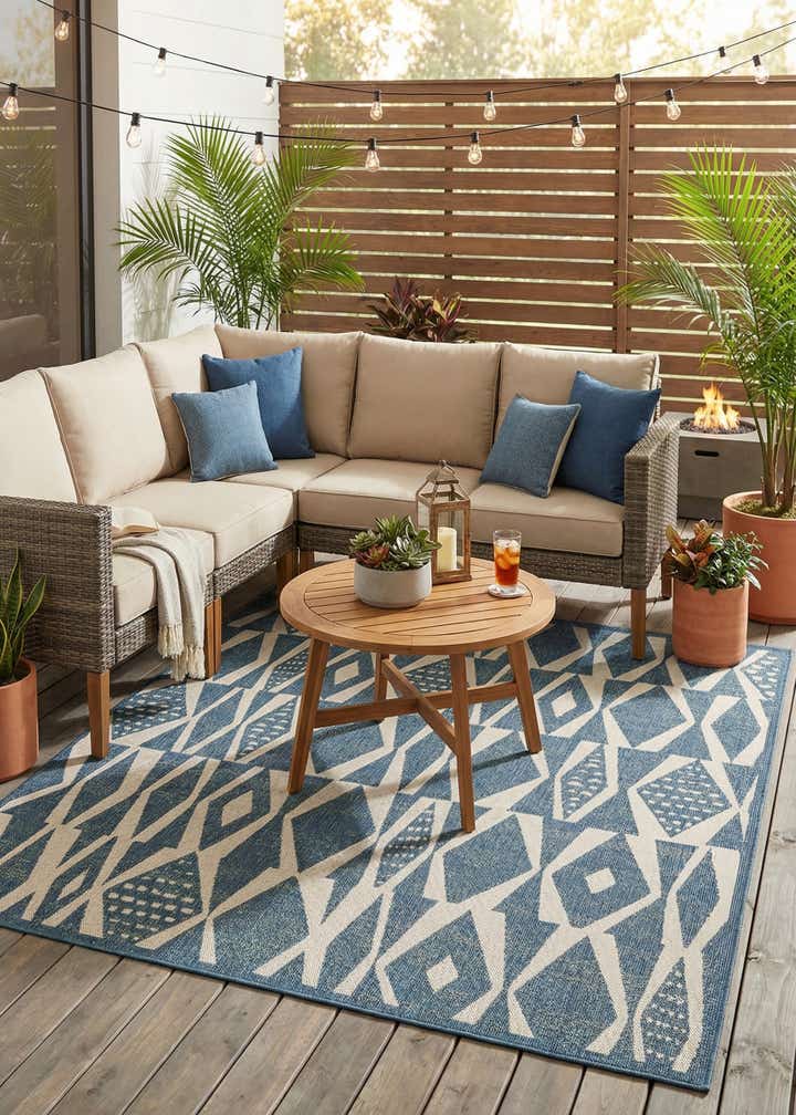 7' 10 x 7' 10 Easy-Clean Baja Indoor / Outdoor Square Rug