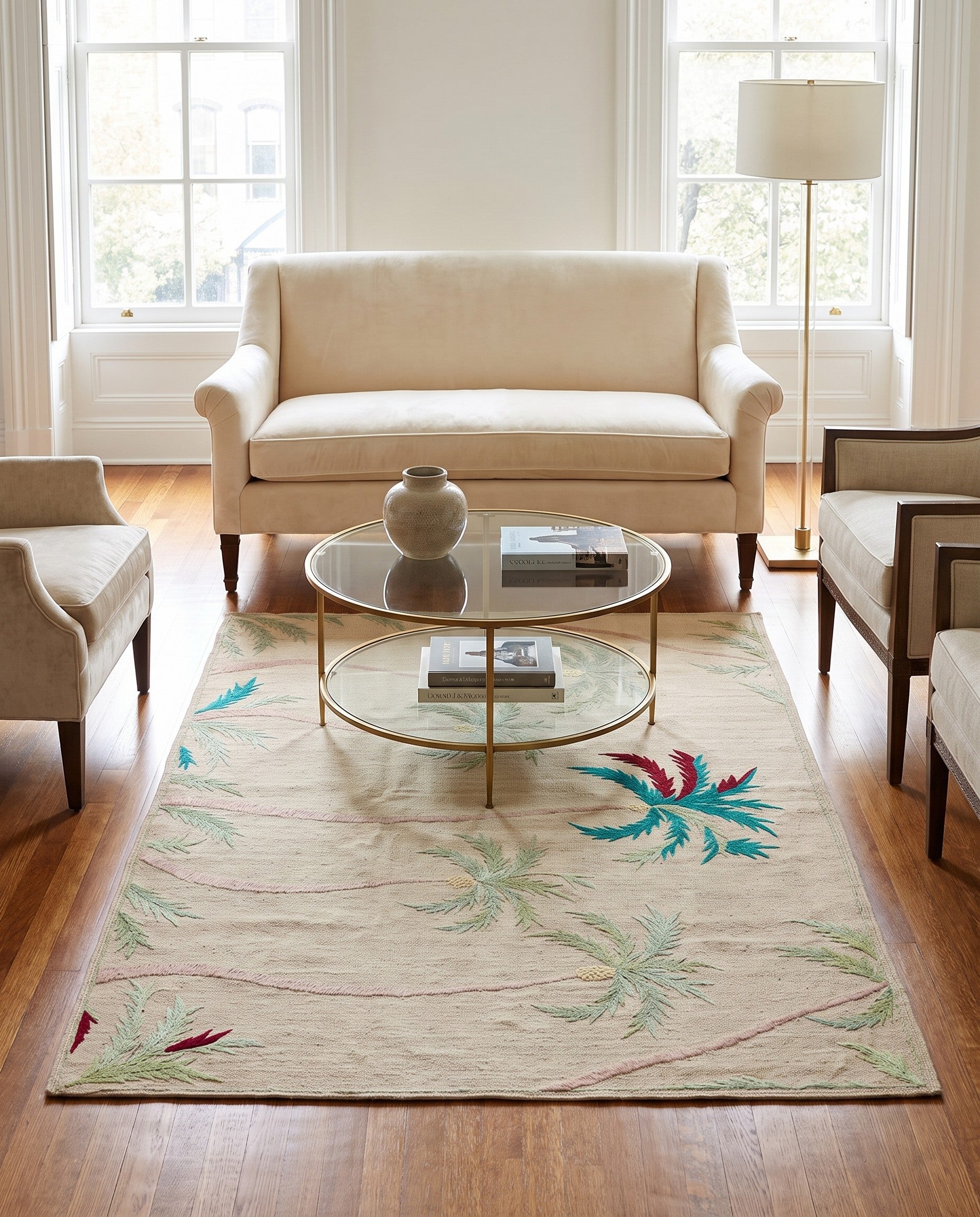 4' 1 x 5' 8 Hand Woven Kilim Suzani Wool Rug