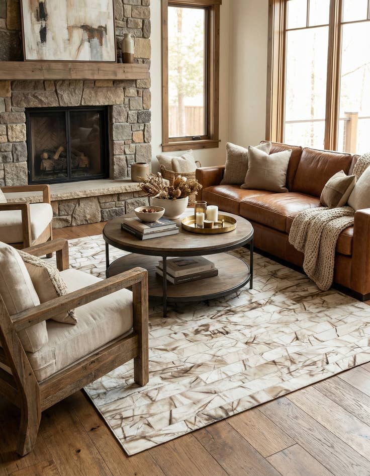 Detail image of  5' 2 x 8' 1 Cowhide - Patchwork Rug