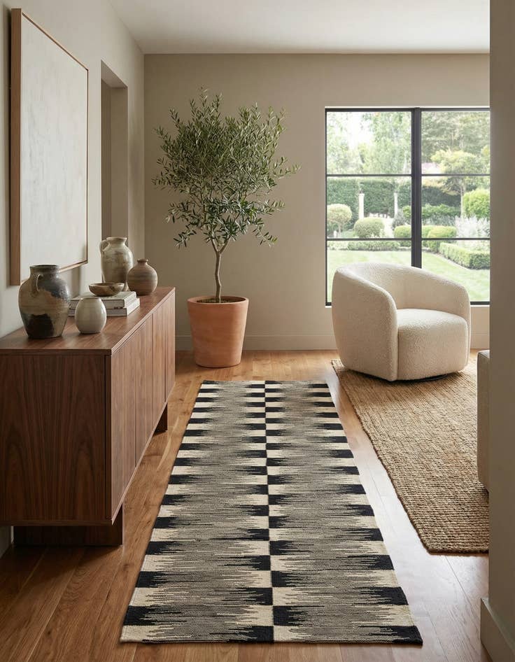 Detail image of 2' 8 x 9' 3  Hand Woven Kilim Modern Wool Runner Rug