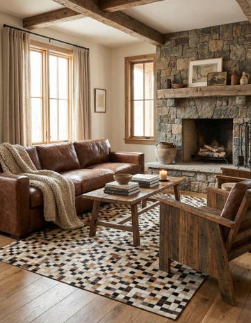 5' 2 x 8' 1 Cowhide Leather Rug