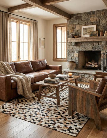 5' 2 x 8' 1 Cowhide Leather Rug