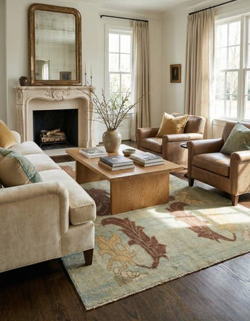 6' 6 x 9' 6 Hand Knotted Oushak Wool Rug