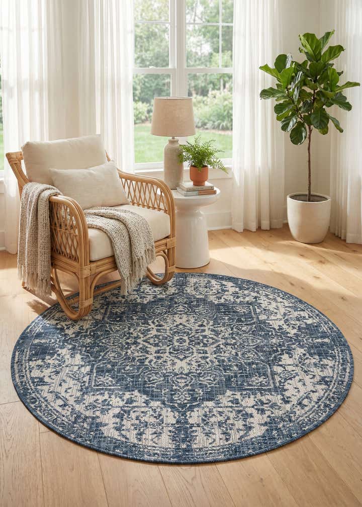 4' x 4' Easy-Clean Jill Zarin Dubai Indoor / Outdoor Round Rug