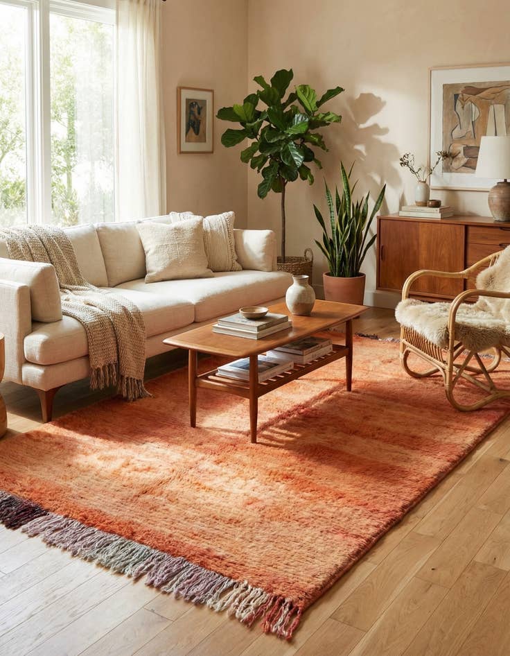 Detail image of 3' 5 x 6'  Hand Knotted Moroccan Wool Rug