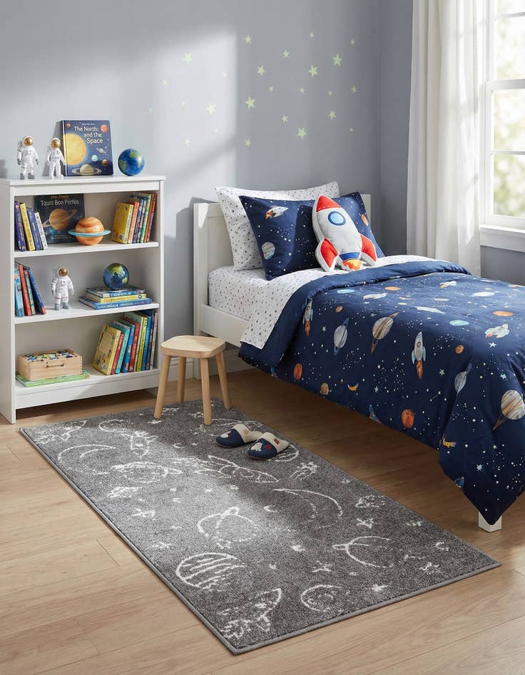 Detail image of 2' 2 x 3' 11 Planets Whimsy Kids Runner Rug