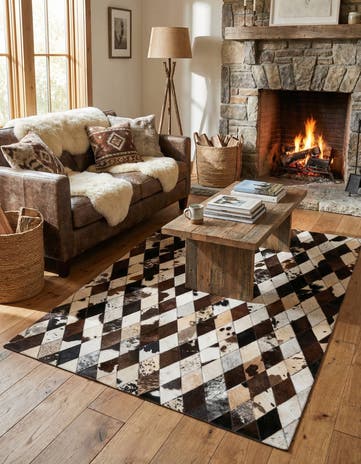 4' 1 x 5' 10 Cowhide Stocks Rug