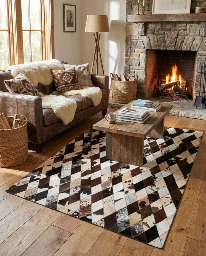 4' 1 x 5' 10 Cowhide Stocks Rug
